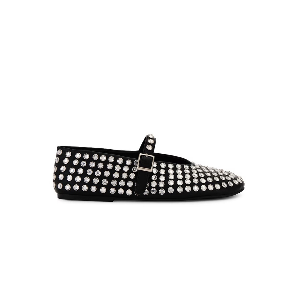 Tony Bianco Miami Flat in Black Nappa - Black Studded Ballet Flats